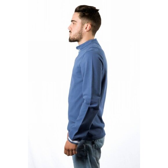 Mens Blue Long Sleeve Pullover With Button Neck XL (Fits like a Large) - Picture 4 of 4